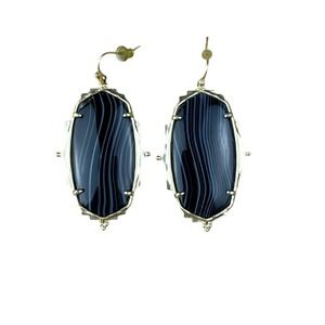 Kendra Scott Baroque Ella Drop Earrings Black Agate Gold Plated 14K Filigree